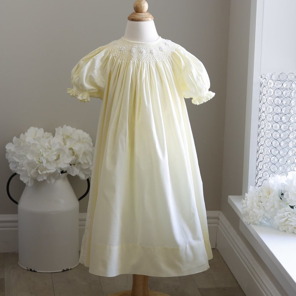 Strasburg Dress Girls Spring Wedding Smocked Yellow Bishop size 3